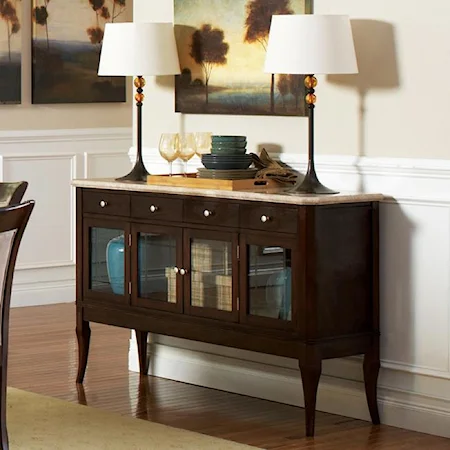 Transitional Marble Top Dining Sideboard